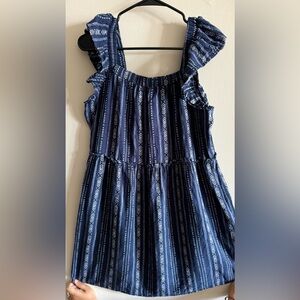 Blue sleeveless dress knee length